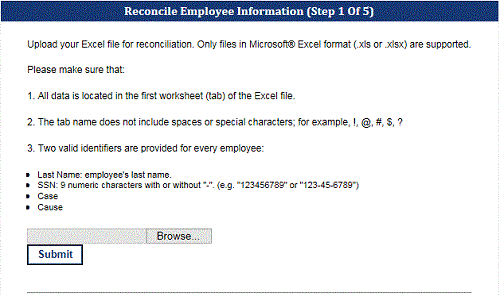 Reconcile Employee Information page