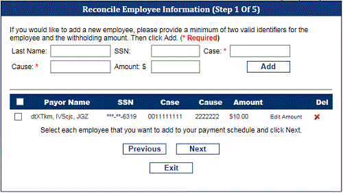 Reconcile Employee Information page